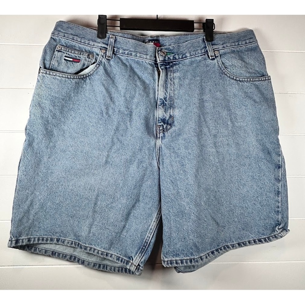 VTG Tommy Hilfiger Denim Shorts Light Wash Mens 44 Tommy Jeans Logo Y2K